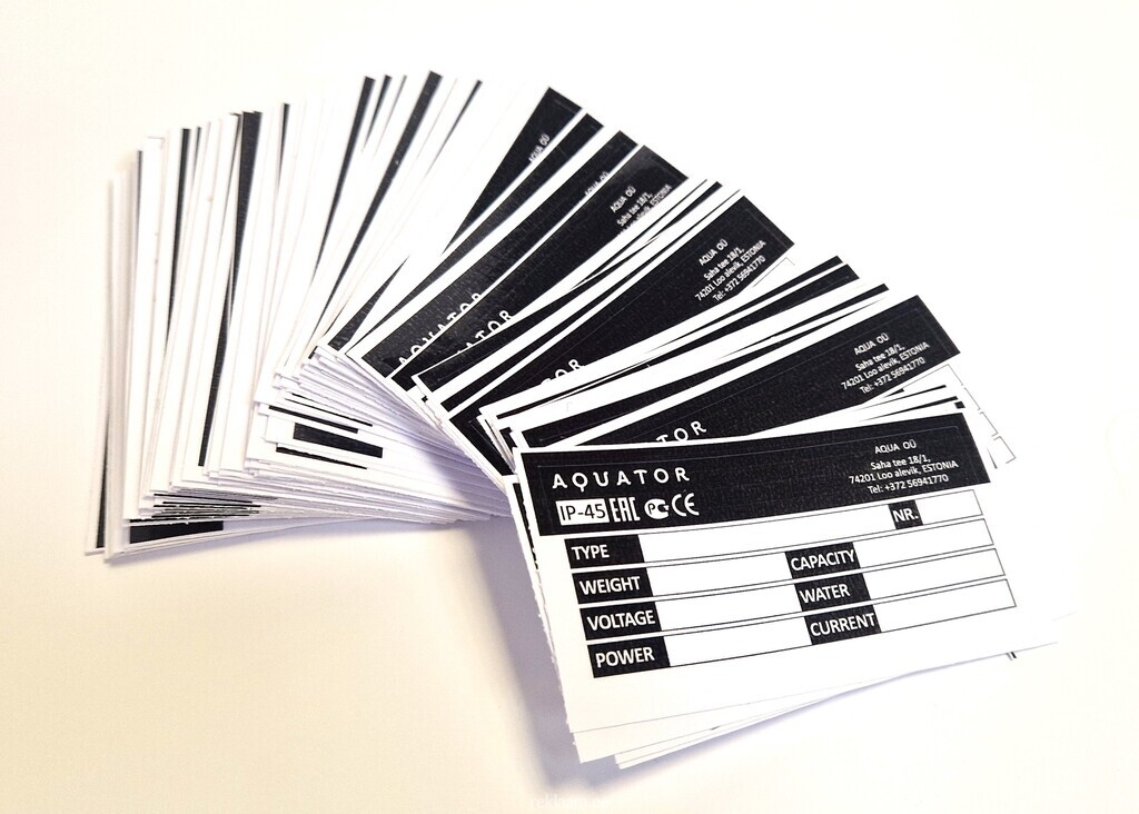 Aquator tootekleebised