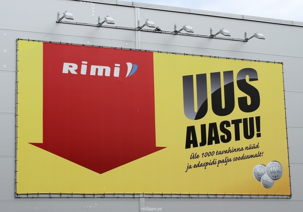 Rimi Uus ajastu - PVC kangasbanner maja seinal