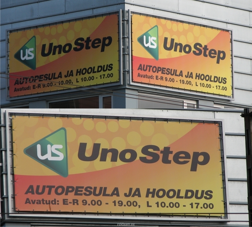 Autopesula, UnoStep; reklaam maja seinal