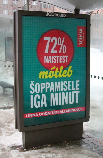 Viru keskuse reklaam bussipeatuses