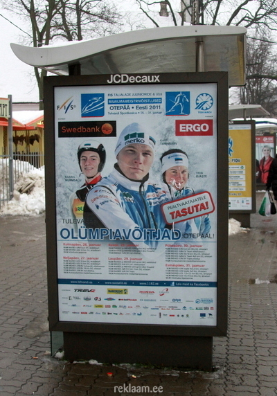 MK etapp Otepääl - reklaam bussipeatuses