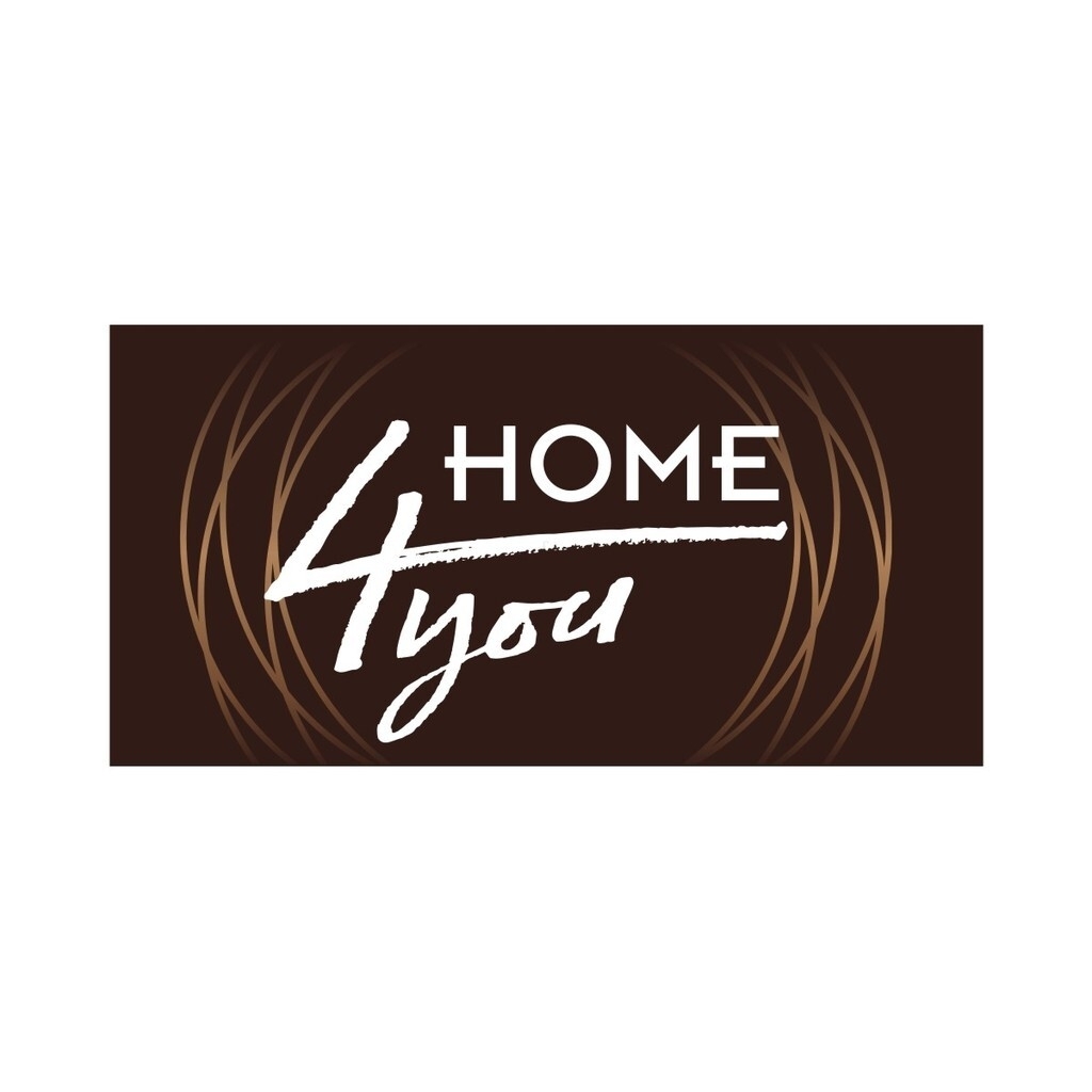 Home4You logo logo pruuni ja valge värviga. 
