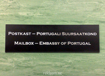 Portugali suursaatkonna plastikust postkastisilt