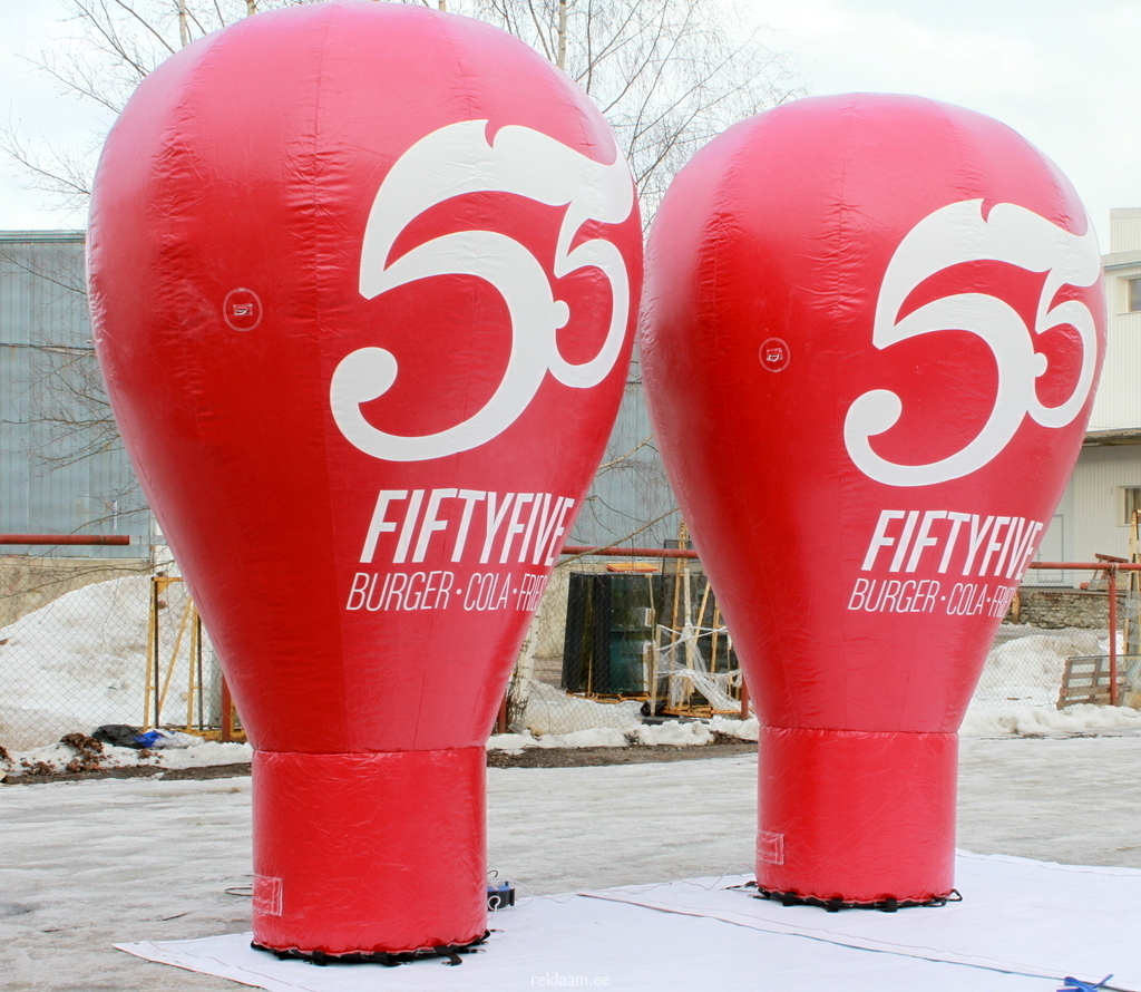 FiftyFive täispuhutavad reklaampallid. Pall on valmistatud vastupidavast materjalist ning pallile on trükitud ettevõtte logo. 