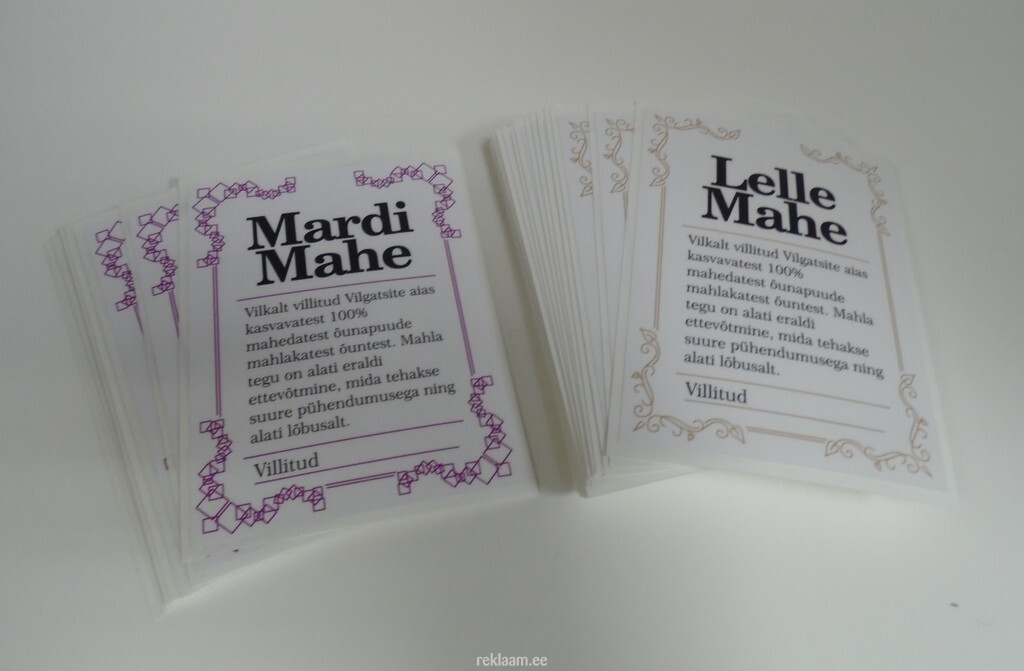 Tooteetiketid - Mardi Mahe/Lelle Mahe
