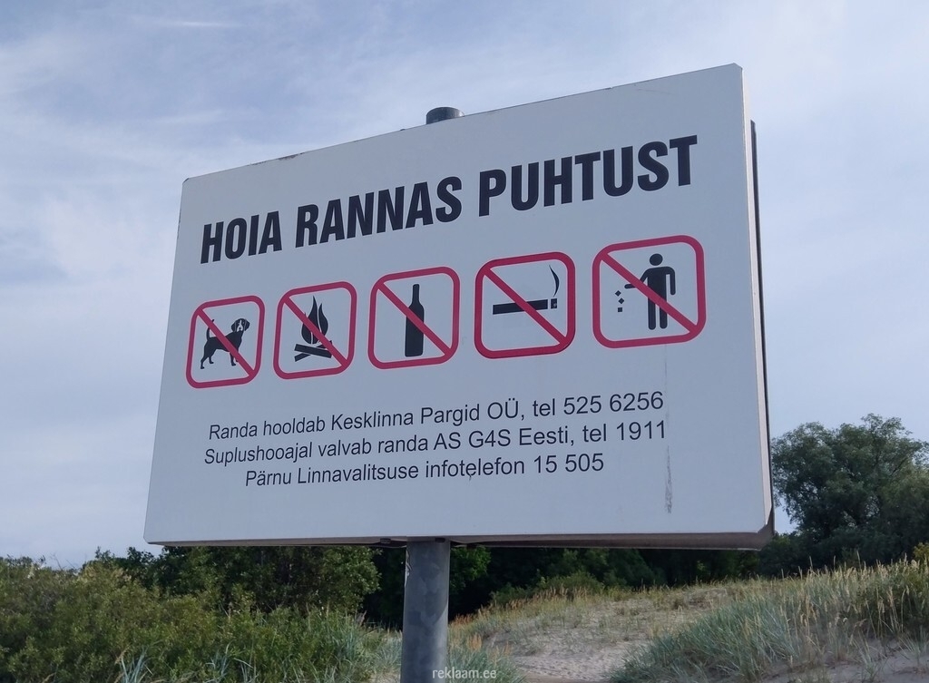 Hoiatussilt, hoia rannas puhtust