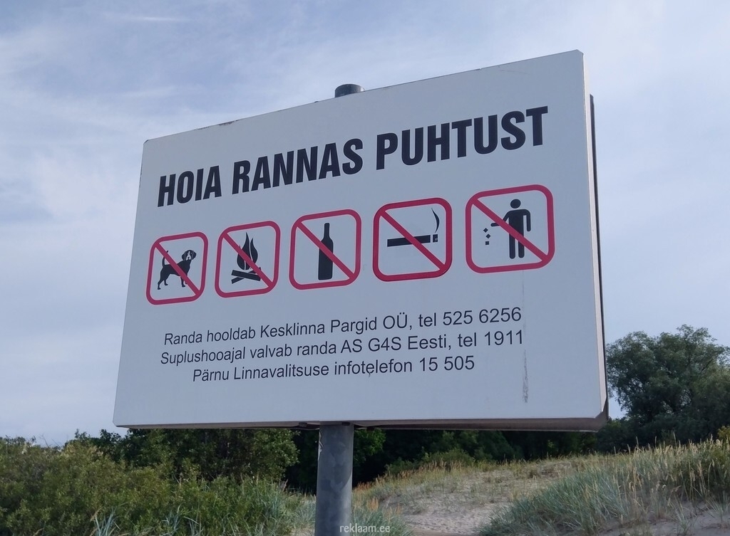 Hoiatussilt, hoia rannas puhtust